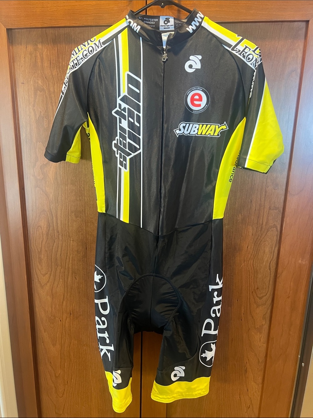 Men's Yellow & Black Cycling One-Piece